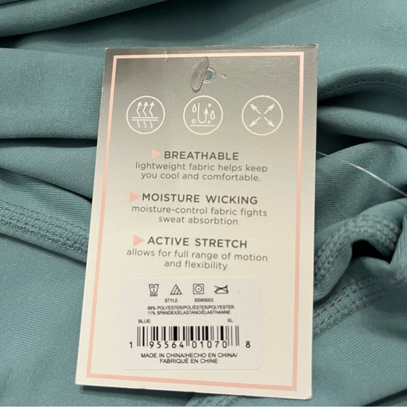 Shadow Sport Fitted Mock-Neck Zip Front Athletic Jacket Light Blue New! - Picture 5 of 8